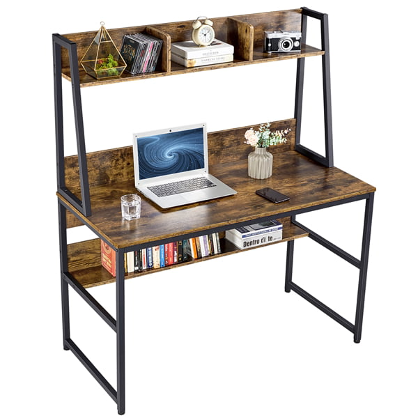 Home Office Computer Desk Desk PC Laptop Study Workstation Table W/Bookshelf
